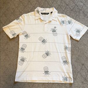 Travis Mathew Cream Pineapple Pattern Polo